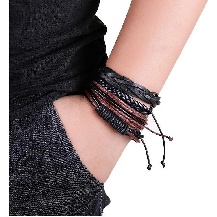 Set 4 vòng tay Handmade nam cá tính, Phong cách mạnh mẽ, trẻ trung.