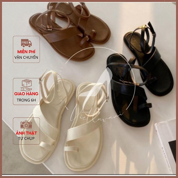 Dép Sandal LTS39 nữ xỏ ngón Quai chéo đế bệt siêu xinh