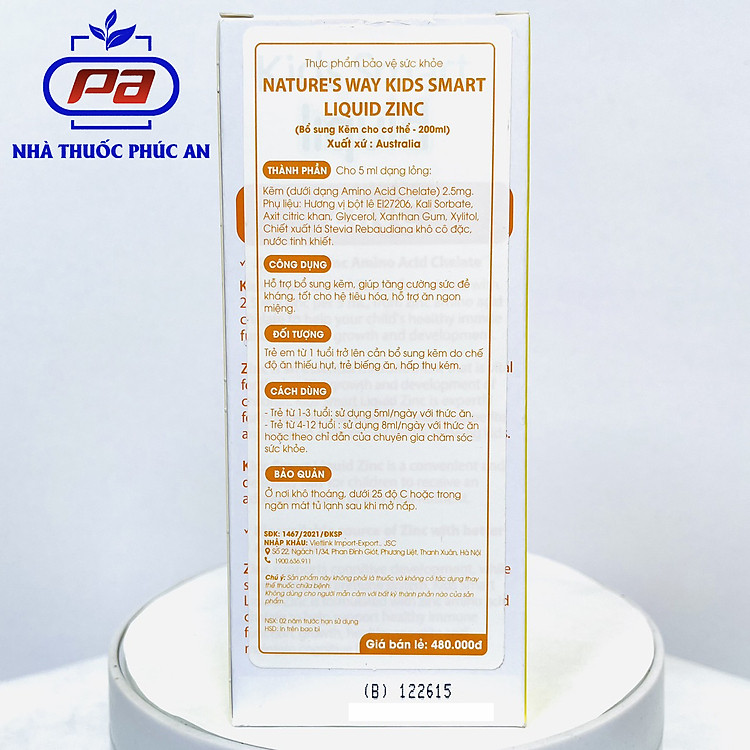 Siro Kids Smart Liquid Zinc 100ml Uy tín Giá tốt - Hình ảnh 2