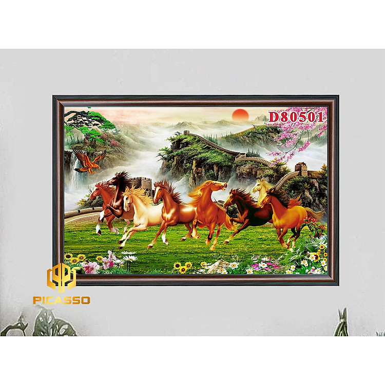 D805 31 Tranh kính Bát mã tung hoành (Được chọn mẫu)