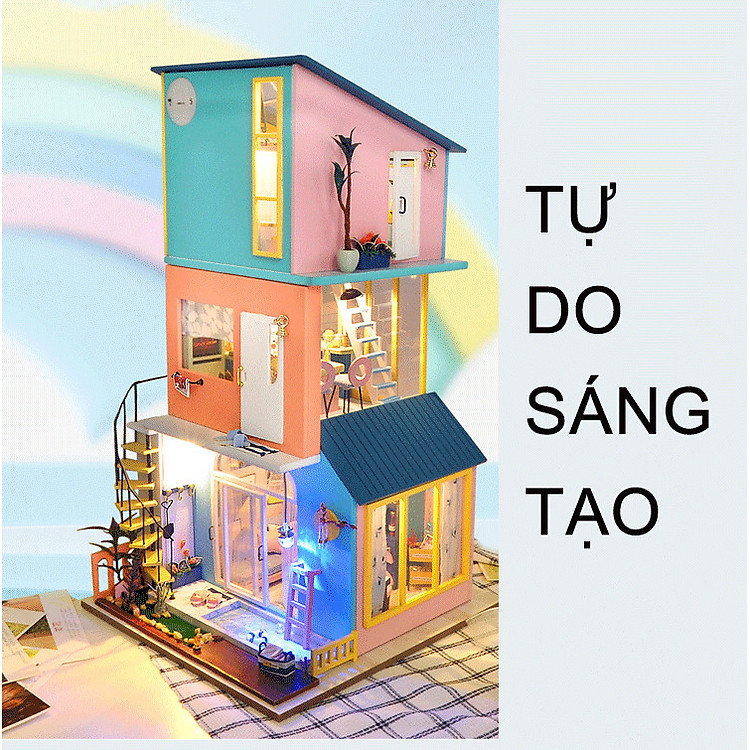 Mô hình nhà búp bê 3 tầng gỗ Chính hãng Giá rẻ - Hình ảnh 5
