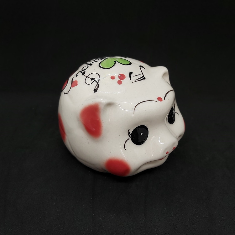 HEO ĐẤT Tiết Kiệm Gốm Men Sứ Bát Tràng cao cấp - Size TIỂU Màu TRẮNG SỮA, Heo Phong thủy Thu Hút Tài Lộc, May Mắn - Lợn Đất chưng bàn làm việc, bàn học, trang trí nội thất, giải hạn