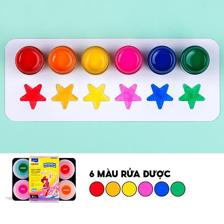 Hộp 6 Màu Nước Rửa Được Futy Akooland – Colokit SWP-C003/AK