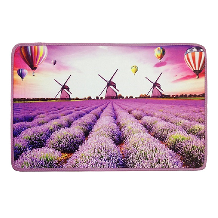 Thảm In 3D Cao Cấp Hình Cánh Đồng Hoa Tulip Tím 3DT