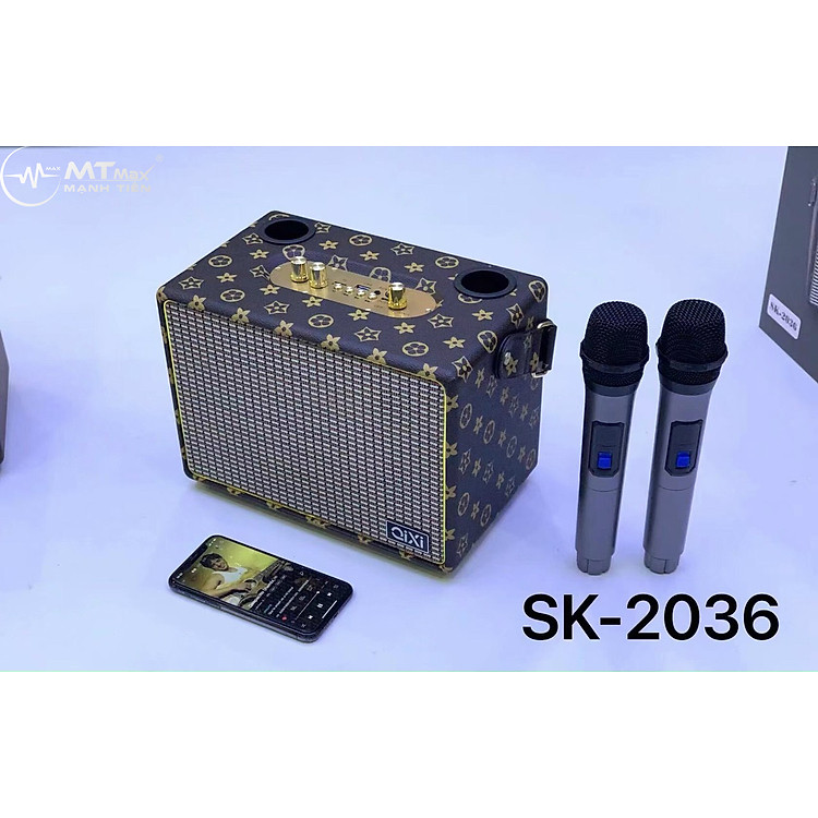 Loa Bluetooth Karaoke QIXI SK-2036 , Tặng Kèm 2 Micro Không Dây Cao Cấp , Hát Karaoke Nghe Nhạc Bass mạnh -Hàng Chính Hãng
