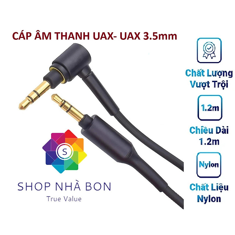 Dây cáp âm thanh UAX 3.5mm tròn mạ vàng 2 đầu dùng cho tai nghe SONY, BOSE,JBL ,Yamaha,.... Hàng chính hãng