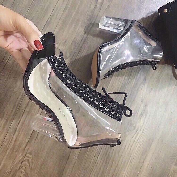 BỐT CAO GÓT BUỘC DÂY TRONG SUỐT HỞ MŨI XINH LUNG LINH