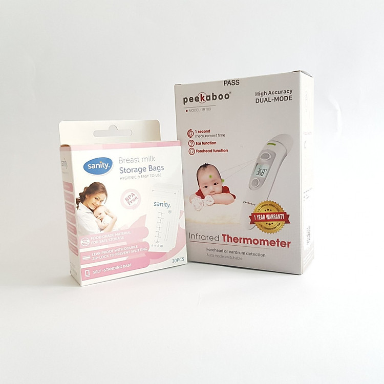 Túi trữ sữa Sanity + tặng kèm Nhiệt kế Peekaboo IR100