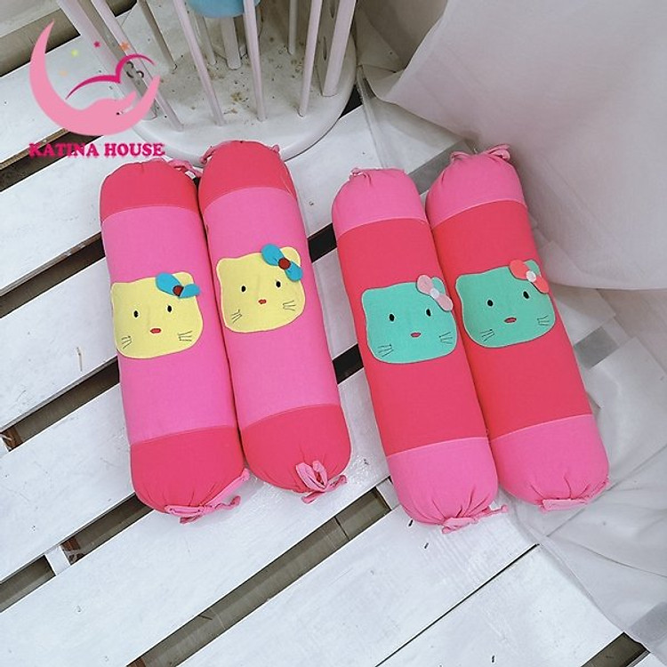 Cặp gối ôm trẻ em 50cm Katina House, vải cotton cara thoáng mát, êm ái mềm mại phù hợp dưới 1 tuổi