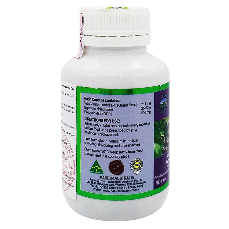 Natures Naturals Super OPC Antioxidant - Viên Uống Chống OXY Hóa Chiết Xuất Hạt Nho 100 Viên