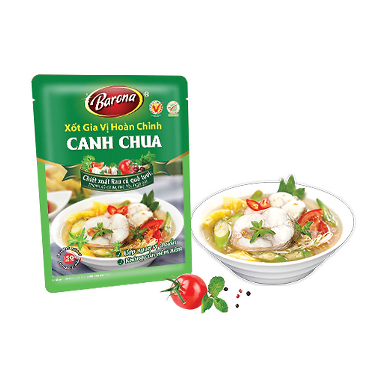 Combo 3 Gói Gia Vị Canh Chua Barona 80g chay mặn dùng được, tươi ngon chuẩn vị không cần nêm nếm