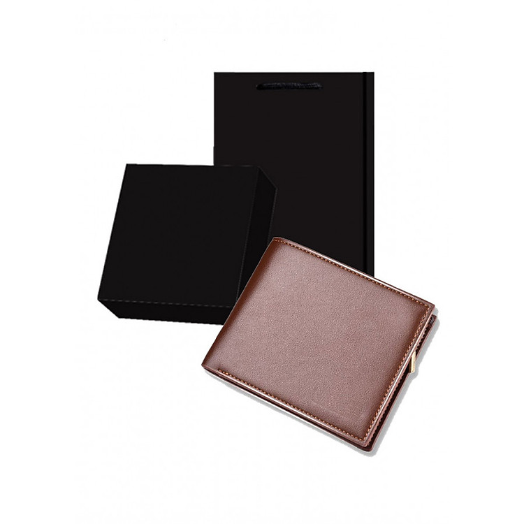 Ví da nam thời trang có túi hộp đen theo kèm làm quà tặng