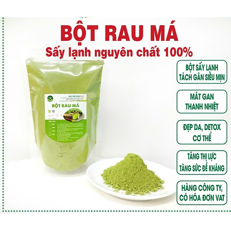 500g Bột rau má sấy lạnh nguyên chất, tách gân siêu mịn, detox cơ thể, thanh nhiệt, đẹp da, tốt tiêu hóa