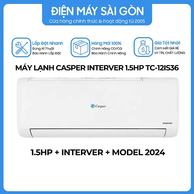 Máy Lạnh Casper Inverter 1.5hp TC-12IS36-Hàng chính hãng