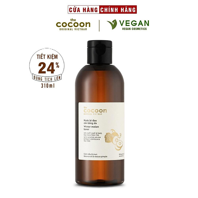 Toner nước bí đao cân bằng da the cocoon 310ml cho da dầu, giảm mụn thuần chay