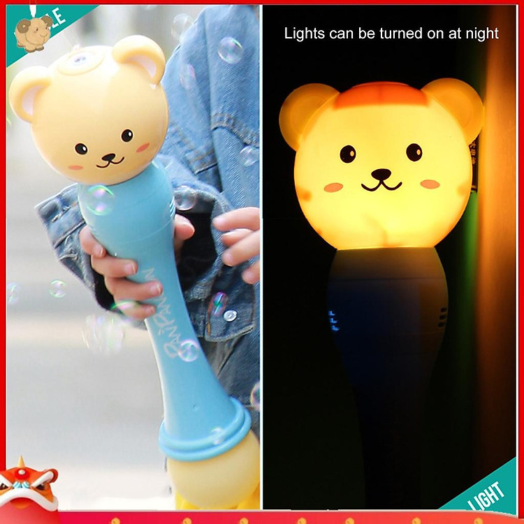 Đồ Chơi Thổi Bong Bóng Hình Động Vật Có Đèn Led Nhiều Màu