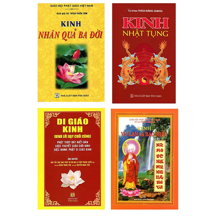 Combo Kinh Nhân Quả Ba Đời + Kinh Nhật Tụng Rồng + Di Giáo Kinh - Kinh Lời Dạy Cuối Cùng + Kinh Vu Lan Và Báo Hiếu (Bộ 4 Cuốn)