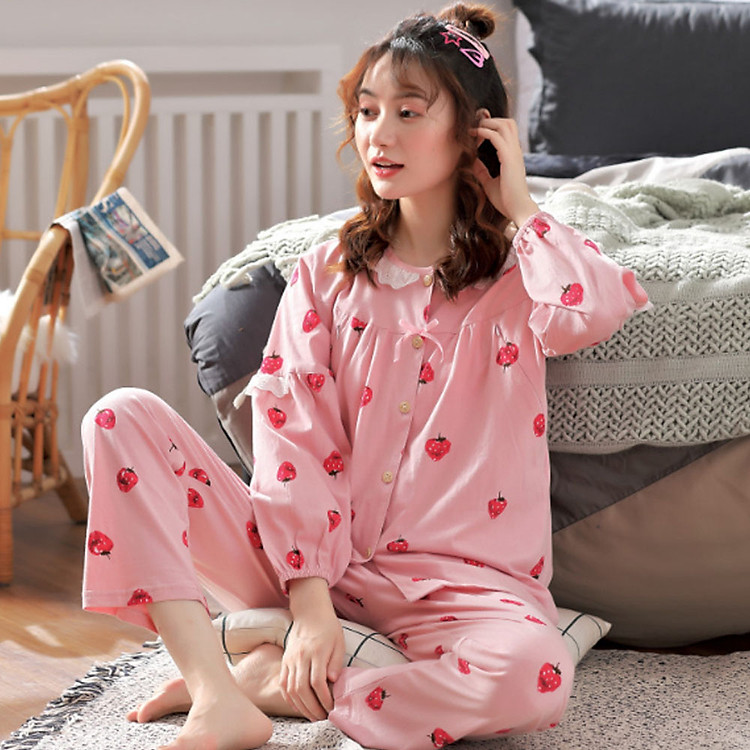 Bộ Đồ Bầu Và Sau Sinh Cho Con Bú Chất Cotton Dài Tay Azuno AZ1807 Cao Cấp Không Nhăn Phom Rộng Chất Đẹp