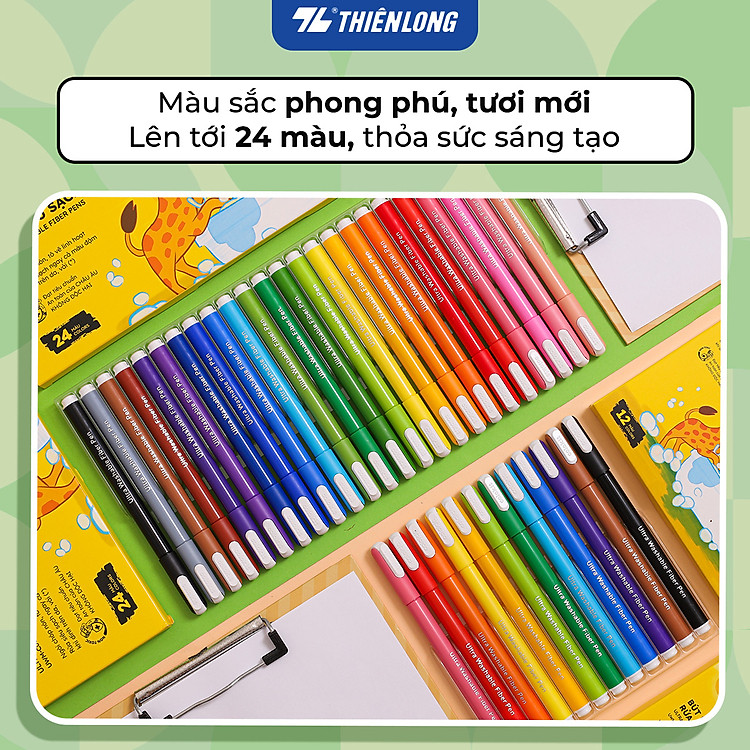 Bút lông Ultra Washable Fiber Pen Thiên Long Colokit UWM-C001 (12 màu) - Ảnh 6