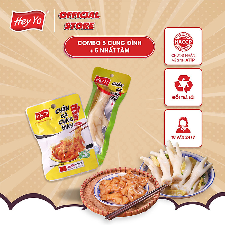 Combo 10 Chân Gà Cay Hey Yo Việt Nam Cung Đình, Nhất Tâm thơm ngon chất lượng
