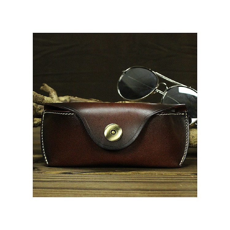 Bao da đựng kính cao cấp - BK01 Mầu Retro Nâu sậm và Nâu Vàng - da bò nhập - độ bền trên 10 năm