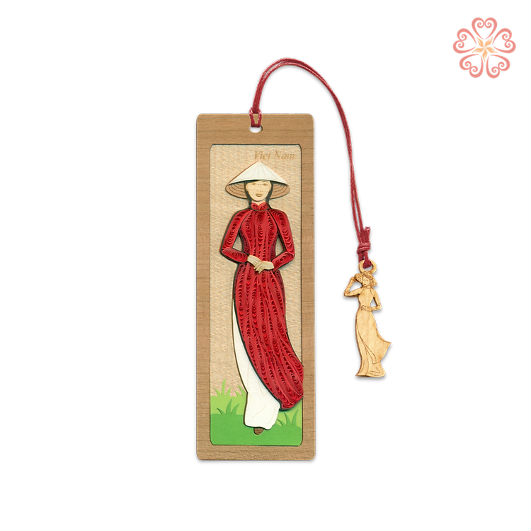 Bookmark Giấy Xoắn Nghệ Thuật - Thiếu Nữ Áo Dài Đỏ - Woman in Red Ao Dai - Việt Nam - Việt Net - VN6BM412033E1