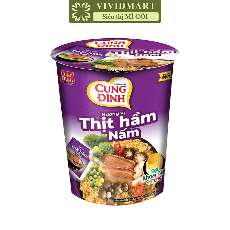 AFOTECH - Mì ly Cung Đình Thịt hầm nấm, Mì ly Thịt hầm nấm Cung Đình, Mì Thịt hầm nấm Cung Đình ly (65g/ly)