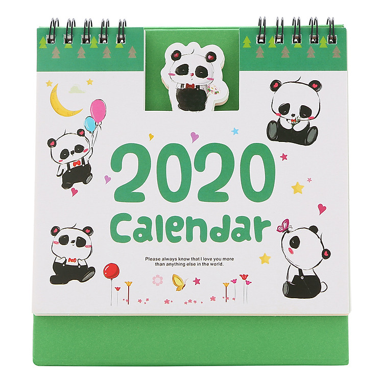 Lịch Để Bàn 2020 (15 x 16cm) - Hình Gấu Trúc