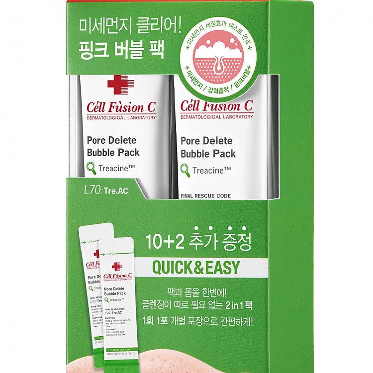 Mặt Nạ Đất Sét Thanh Lọc Da Siêu Bọt Cell Fusion C Pore Delete Bubble Pack (5g x 12 gói)