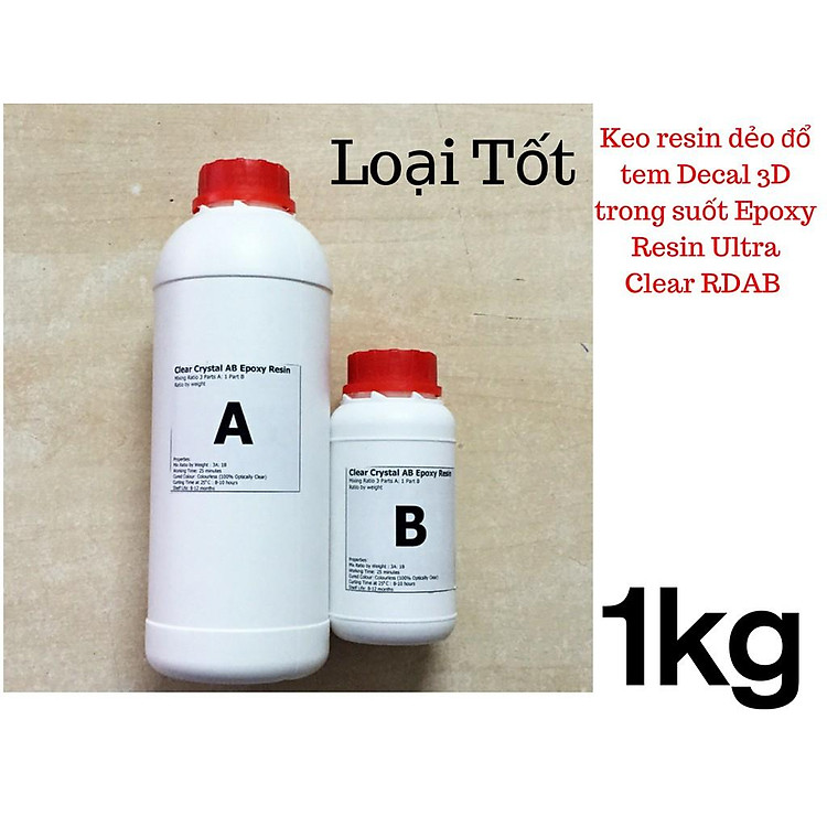Keo resin dẻo đổ tem Decal 3D trong suốt Epoxy Resin Ultra Clear RDAB 1kg - MSN388342