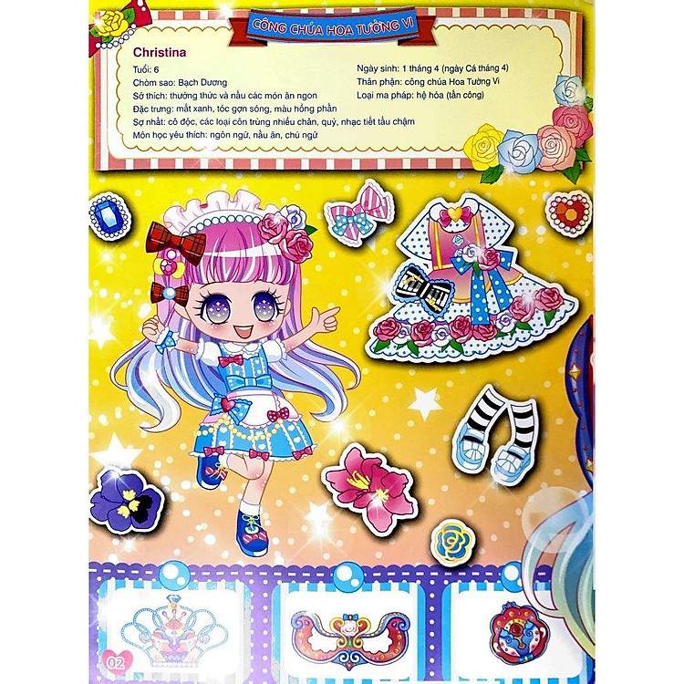 1000 Hình Dán Trang Phục Công Chúa - Công Chúa Hoa Tường Vi - Ảnh 2