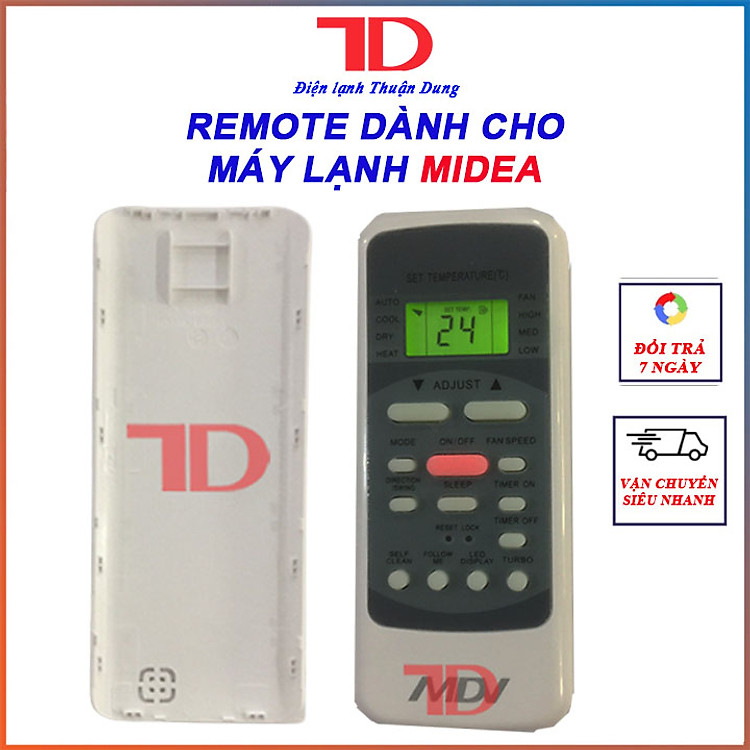 Remote dùng cho máy lạnh MIDEA, điều khiển dùng cho máy lạnh MIDEA, TẶNG KÈM PIN, hàng chính hãng, Điện Lạnh Thuận Dung