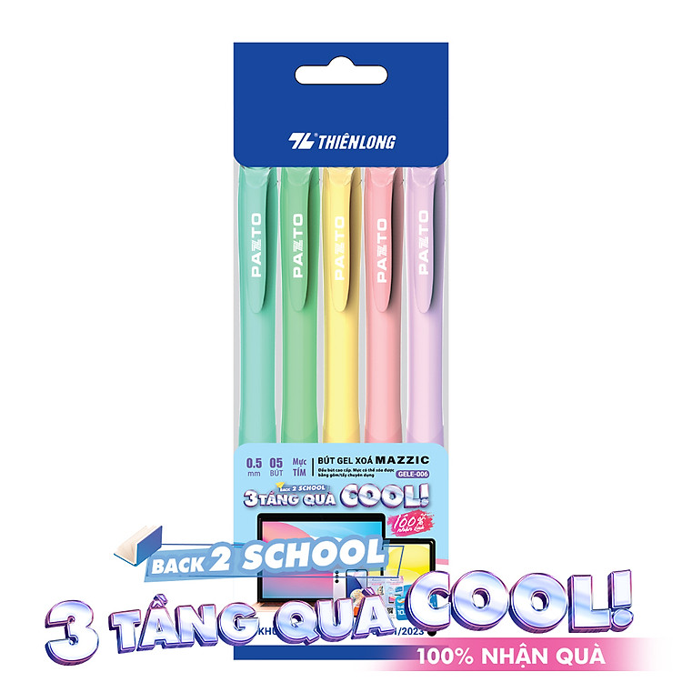 Bút gel B màu Pastel Thiên Long Flexoffice FO-GELB039 (5 cây)