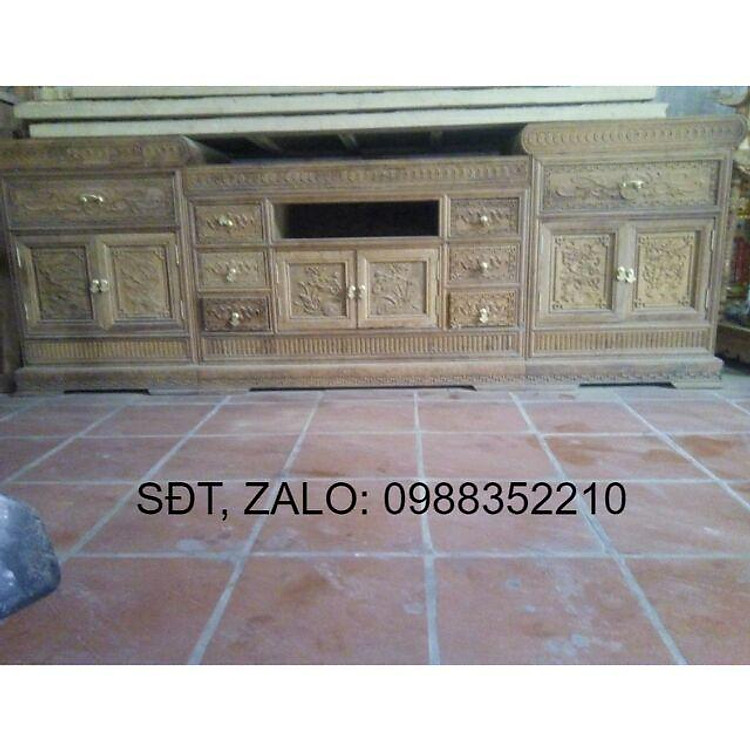 Kệ tivi gỗ gụ ta dài 2m2