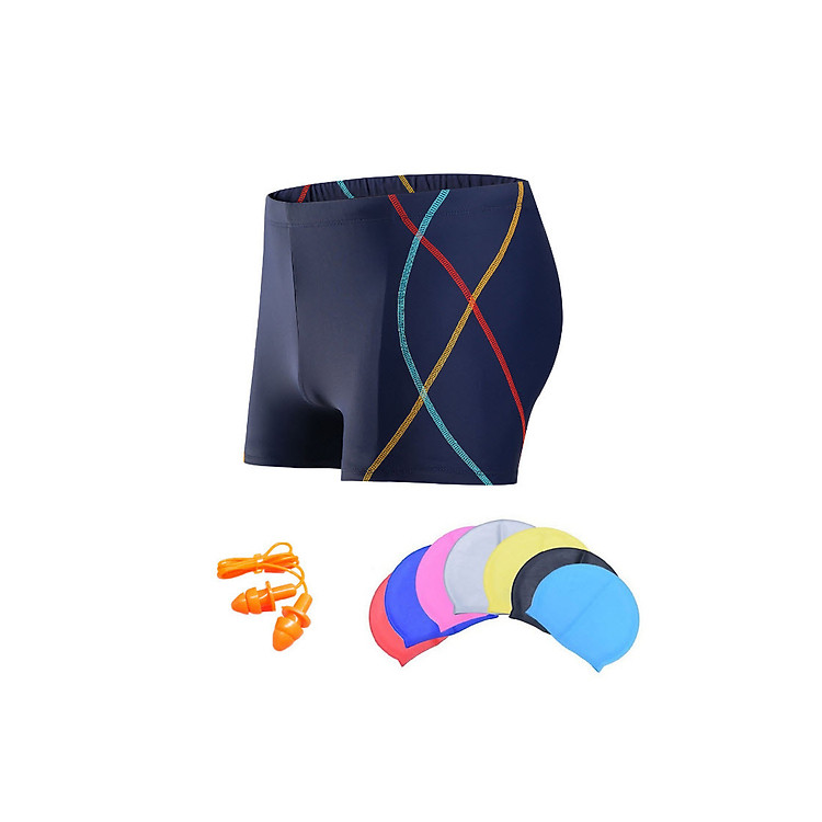 Quần bơi nam Boxer YESURE SOC Chất liệu polyester Spandex cao cấp , chống thấm , nhanh khô form Fitness thời trang (Tặng kèm nón bơi + bịt tai silicon) - Hàng Chính Hãng