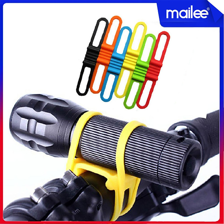 Bộ 6 Dây Đeo Đèn Pin Xe Đạp Silicon Co Giãn Giúp Cố Định Đèn Pin/ Vật Dụng Trên Xe Đạp MaiLee (Màu ngẫu nhiên)