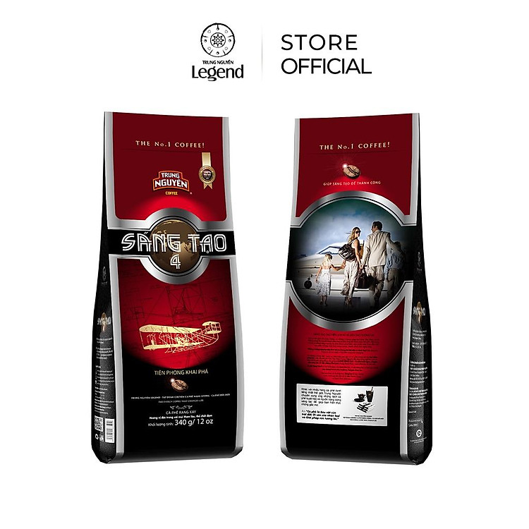 Combo 2 Bịch Cà Phê Rang Xay Trung Nguyên Legend Sáng Tạo 4 – Gói 340g – Gu Mạnh Cân Bằng, Dùng Ngon Với Đá & Sữa