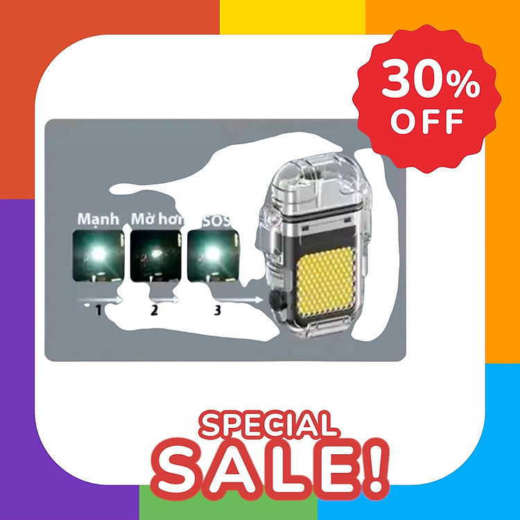 Bật Lửa Sạc Điện 3 in 1 Kiêm Đèn Pin LED Chống Nước IPX6