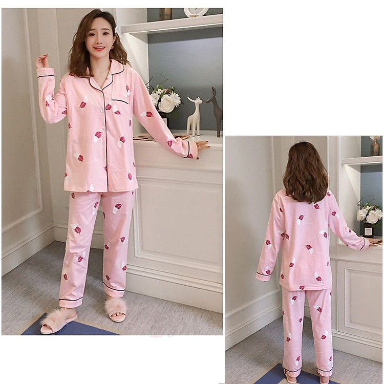 Đồ bộ bầu và sau sinh dài tay pijama dê thương