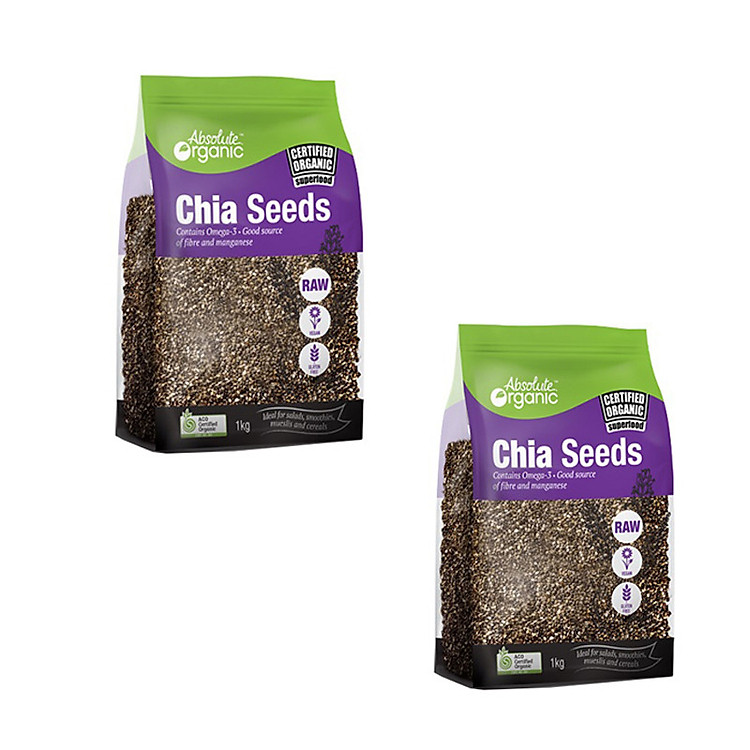 Combo 2 Gói Hạt Chia Úc Absolute Organic Vỏ Tím (1Kg/Gói)