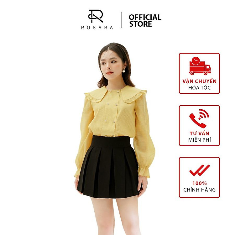 Áo sơ mi thời trang nữ cổ bèo dáng suông Rosara G4
