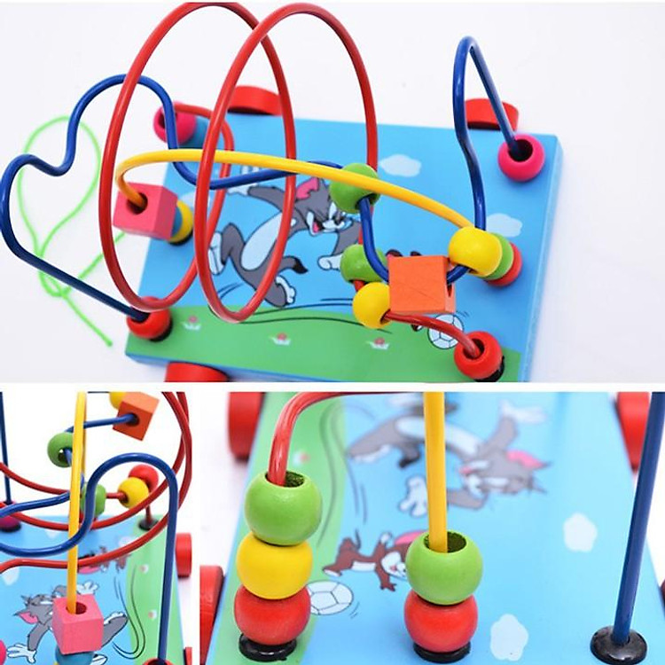 Đồ chơi xe gỗ, game xâu chuỗi luồn hạt gỗ, đồ chơi gỗ xâu chuỗi hạt rèn kỹ năng khéo léo cho bé giúp trẻ kích thích giác quan một cách toàn diện – Tặng Kèm Móc Khóa 4Tech.
