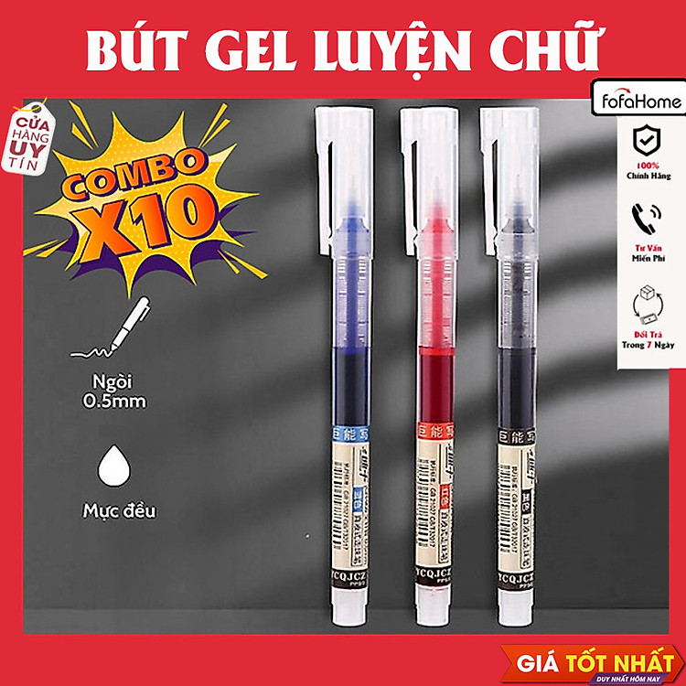 Bút Gel Nước Đầu Kim 0.5mm (10 chiếc)