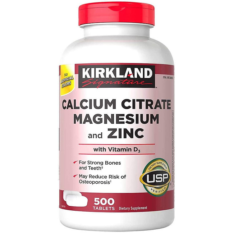 Viên Uống Kirkland Calcium Citrate Magnesium & ZinC - 500v - Mỹ