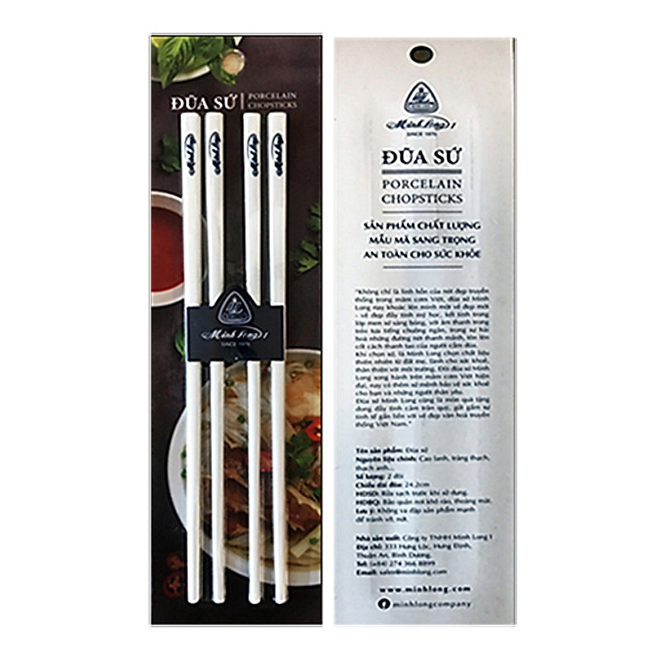 Đũa Sứ Dưỡng Sinh Minh Long 24.4cm Trắng Ngà (2Đôi/HT)