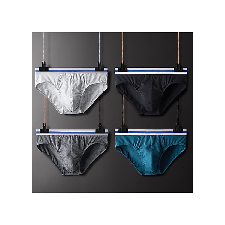 Hộp 4 quần lót nam dáng tam giác vải cotton cao cấp