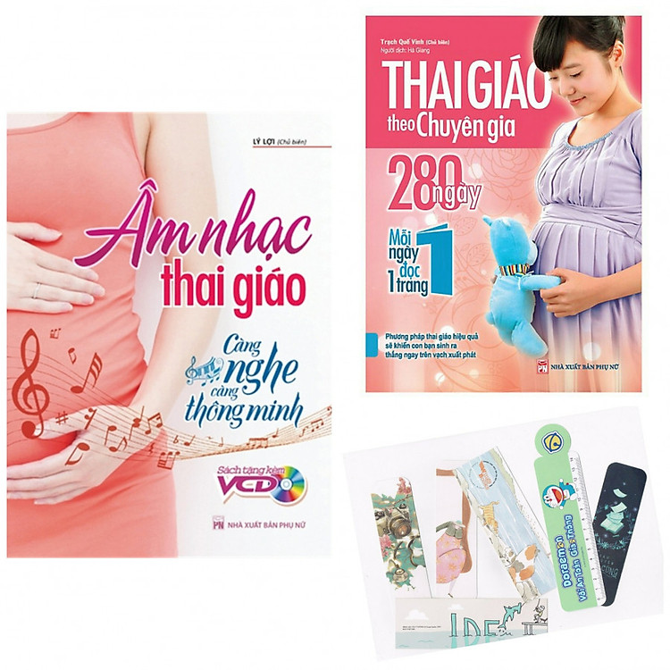 Combo Âm Nhạc Thai Giáo - Càng Nghe Càng Thông Minh + Thai Giáo Theo Chuyên Gia 280 Ngày + Tặng Kèm Bookmark AHA