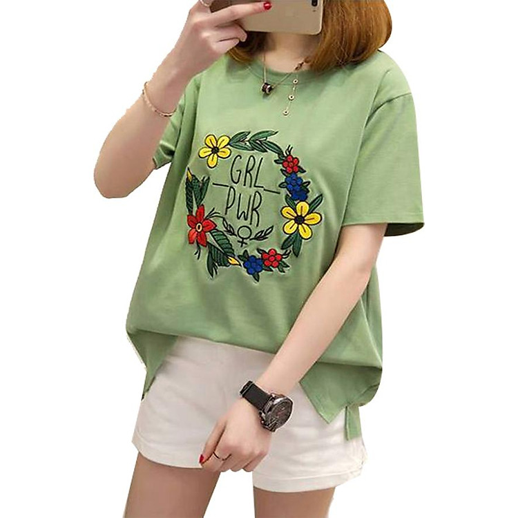 Áo thun nữ flower màu đậu d453 thương hiệu T&d