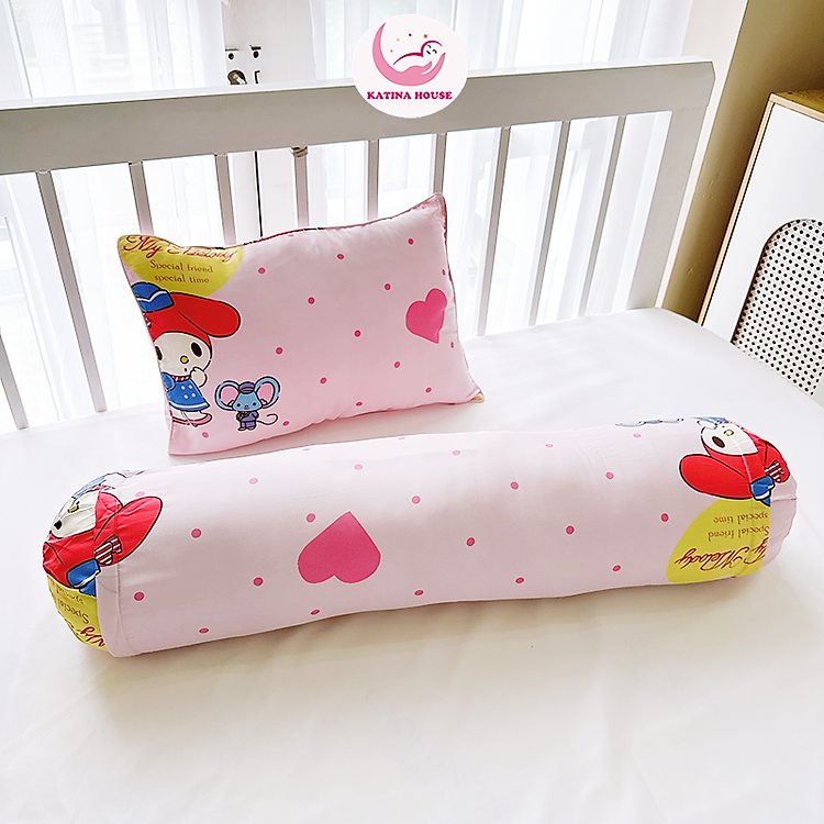Bộ gối nằm gối ôm cho bé Katina House, gòn lông vũ nhân tạo vải tencel mềm thoáng mát