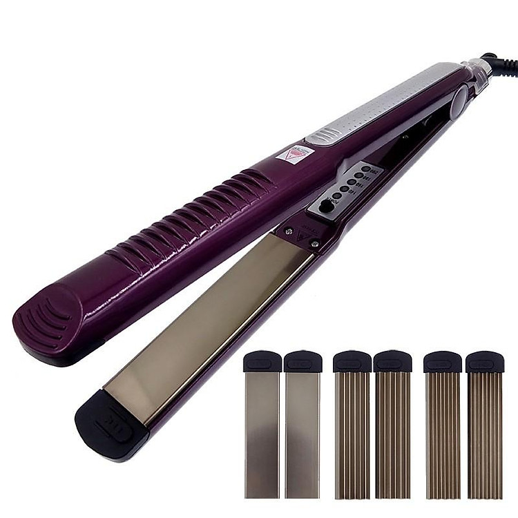 Máy uốn, duỗi, bấm xù tóc 4 in 1 có 4 mức chỉnh nhiệt PRO (Màu tím)